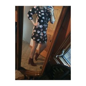 Black Button-down Floral Dress